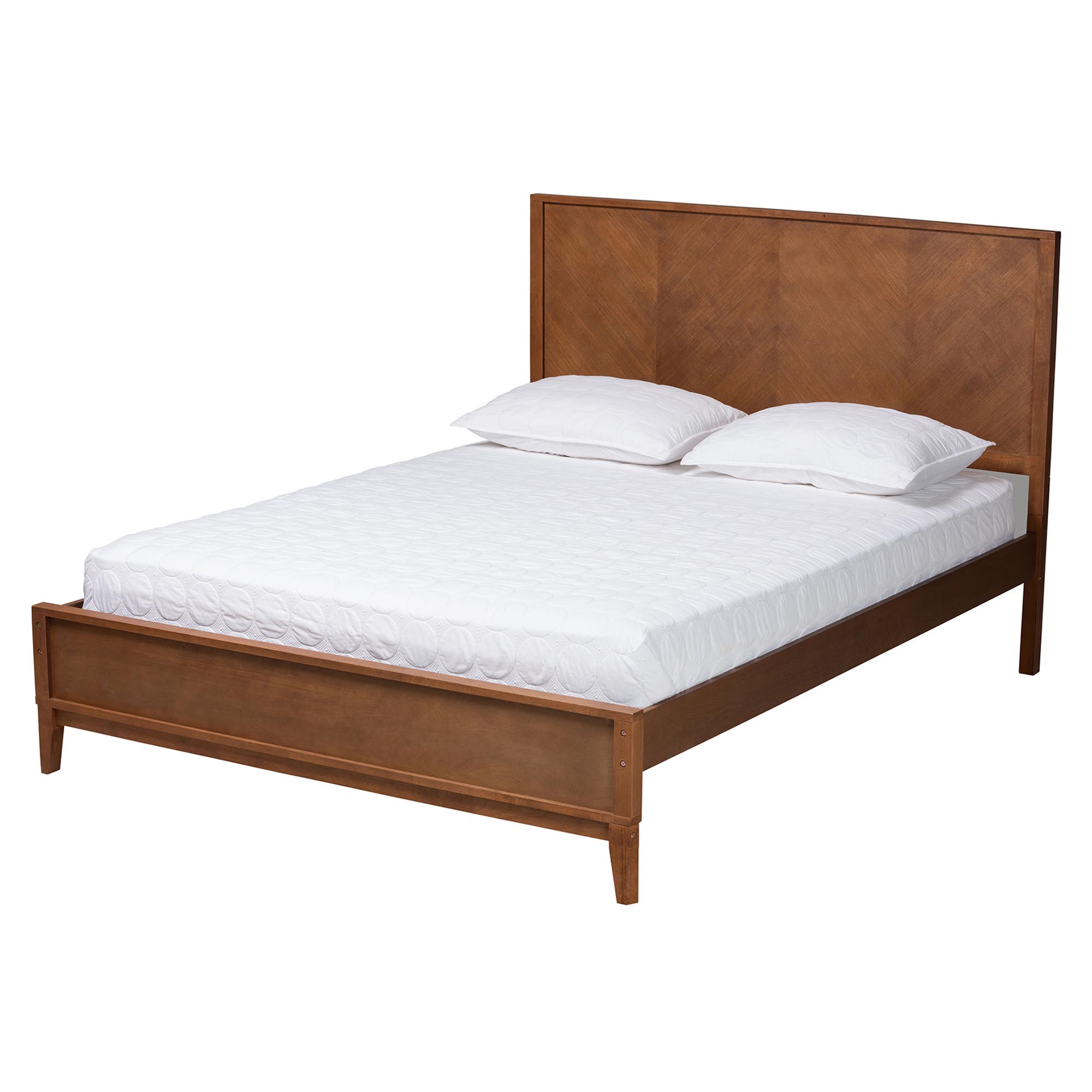 Baxton Studio Carver Classic Transitional Ash Walnut Finished Wood Queen Size Platform Bed